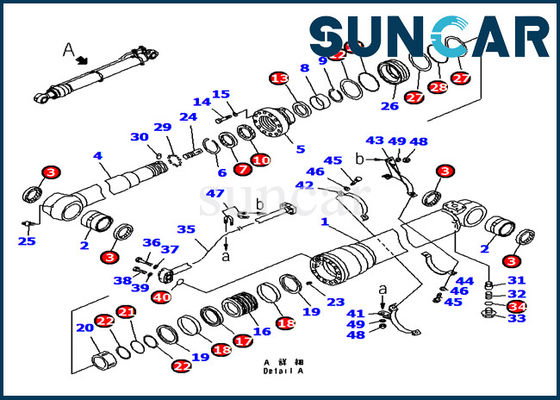 707-98-48610 selo Kit For PC180 PC200 PC210 do reparo do cilindro de Seal Kits Arm da máquina escavadora de KOMATSU