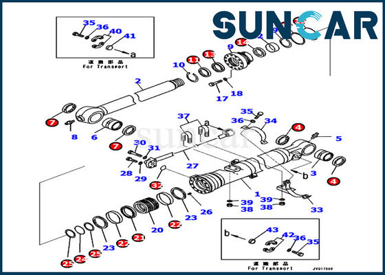 707-99-48710 máquina escavadora Repair Kit de Kit Cylinder Inner Parts PC240LC-10 do selo do cilindro do BRAÇO de KOMATSU