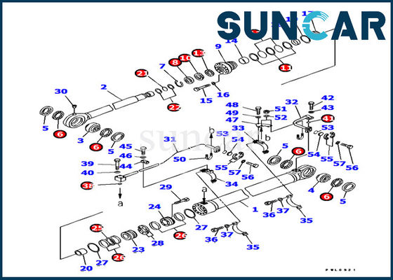 707-99-77070 cilindro da cubeta que sela as peças de reparo internas de Kit Komatsu Excavator PC1800-6