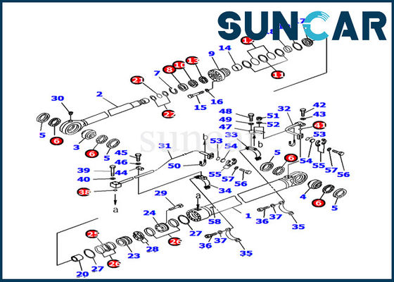 Máquina escavadora Service Kit Inner Repair Kit do jogo 707-99-77180 do selo do cilindro da cubeta de KOMATSU PC1800-6