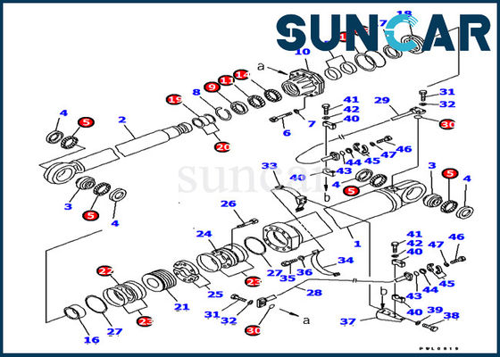 Jogo interno do serviço das peças da máquina escavadora de KOMATSU dos ajustes do jogo 707-99-87700 do selo do cilindro do crescimento PC1800-6