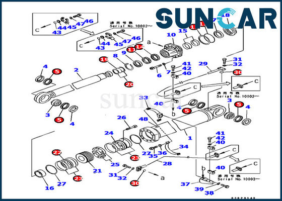 Selo de selagem Kit For Komatsu Excavator PC1800-6 do reparo do cilindro do crescimento do jogo 707-99-87720