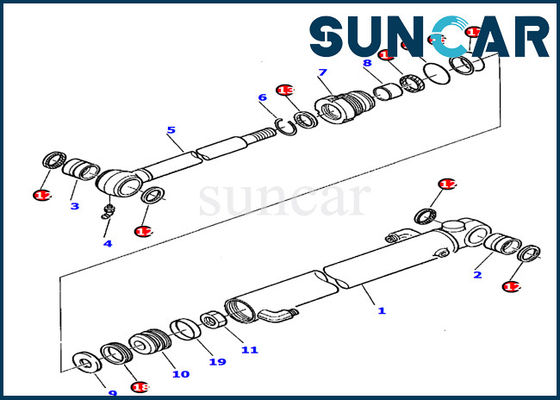 Máquina escavadora PC20-7 de Kit Excavator Sealing Kit Fits do selo do cilindro da cubeta de 878000390 KOMATSU