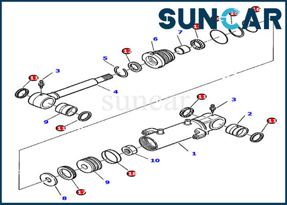 878000393 máquina escavadora Hydraulic Cylinder Assy Inner Parts dos jogos PC20-7 KOMATSU do selo do cilindro de lâmina