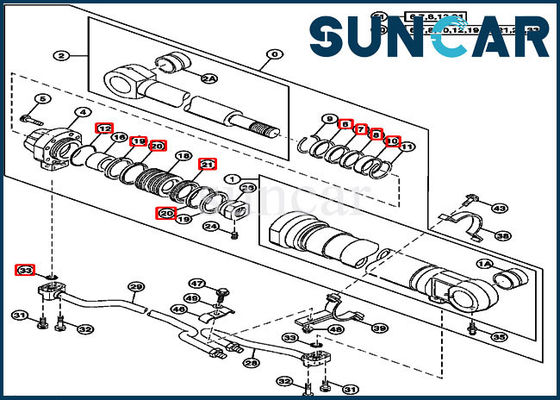 AT264437 cilindro hidráulico Kit Boom Seal Kit For 200LC 2054 270LC John Deere Parts