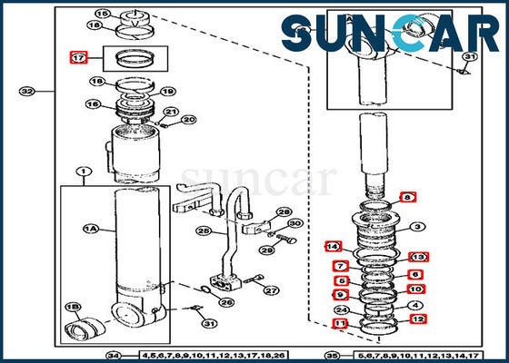jogos de Kit John Deere Excavator Replacement Service do reparo do selo do cilindro 4369764 do crescimento 290D