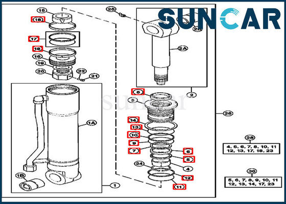 4369769 peças de maquinaria hidráulicas da construção de Kit For 290D do selo do reparo de John Deere Arm Sealing Kit