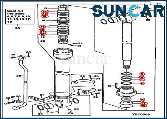 Máquina escavadora hidráulica de Kit Deere Seal Kits Fits 160LC 350GLC 350DLC do cilindro da cubeta AH155040