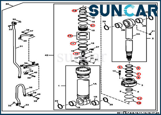 Equipamento pesado de Kit Fits 350DLC 350GLC JOHN DEERE do selo da substituição do cilindro 4S00930 Deere do braço