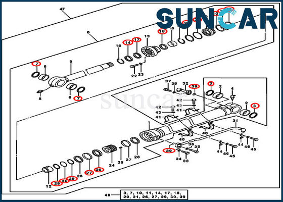 Substituição Kit For 370C 3554 John Deere do selo do cilindro dos jogos 4640108 do selo da cubeta