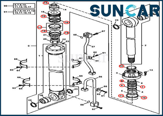 Reparo Kit For John Deere 450LC 200LC 450CLC do cilindro do braço dos jogos 4S00956 do selo do óleo hidráulico