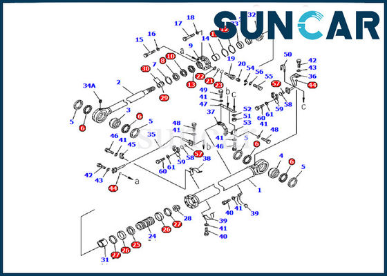 707-99-77210 jogo interno hidráulico do serviço do jogo de reparação de Kit Komatsu Excavator PC1600-1 do selo do cilindro da cubeta