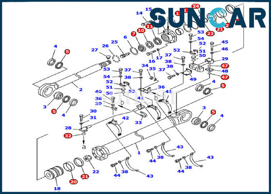 A máquina escavadora PC1600-1 de KOMATSU modela as peças de reparo internas hidráulicas do jogo 707-99-85200 de Arm Cylinder Seal