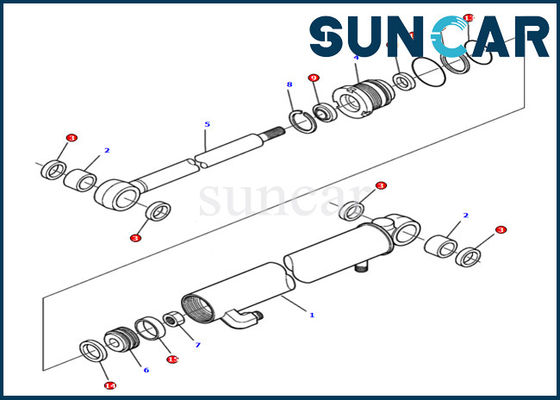 Cilindro DE LUXE do braço 878000501 que sela as peças internas hidráulicas de Kit Komatsu Excavator PC15R-8