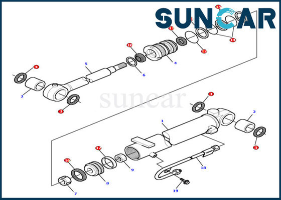 Jogo do selo do cilindro do crescimento do jogo 878000502 de Hydraulic Parts Service da máquina escavadora de PC15R-8 KOMATSU