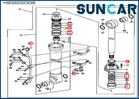 Cilindro hidráulico Kit Excavator Seal Kits Fits 450LC John Deere Parts da cubeta AT314427
