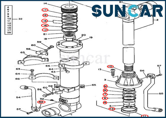 Jogo de reparação hidráulico 495D 490 John Deere Mechanical Sealing Parts do selo da cubeta AT264445