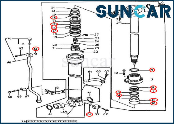 4369892 máquina escavadora Seal Kits do jogo 490E JOHN DEEERE do serviço de reparações do cilindro do braço