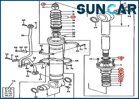 Máquina escavadora de Kit Repair Sealing Kit Fits 600C 550LC do selo do cilindro do crescimento de JOHN DEERE 4660103