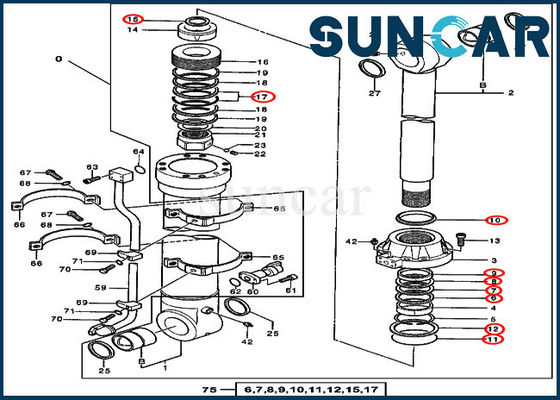 Cilindro dos jogos de reparação 4652906 da cubeta que sela a máquina escavadora de Kit Fits Deere 670GLC 600C LC