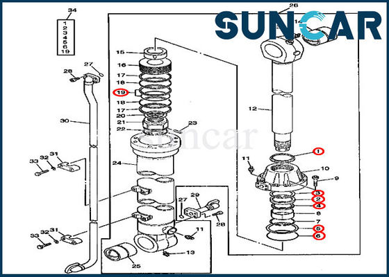 AT192096 máquina escavadora Bucket Service Kit Cylinder Repair Seal Kit para 790 JOHN DEERE