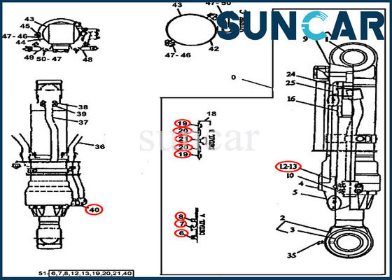 Selo Kit Fits John Deere 790D do cilindro do braço de Hydraulic Seals AT196478 da máquina escavadora