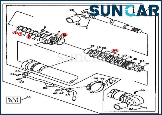 Jogo 790ELC John Deere Mechanical Sealing Kit do selo do reparo do cilindro da cubeta AT196468