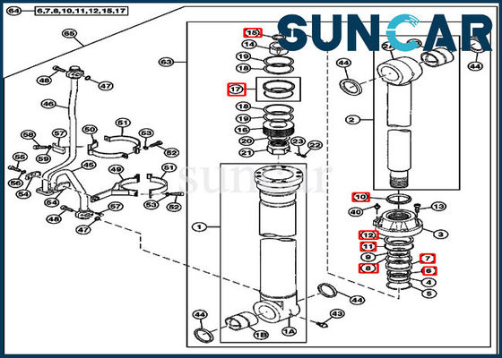 4614814 máquina escavadora Boom Cylinder Service Kit Fits 750 jogos do selo da substituição de 800C JOHN DEERE