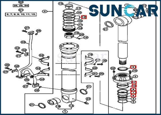Reparo hidráulico Kit Fits For 850DLC 870GLC John Deere Parts do selo do cilindro do crescimento 4653861