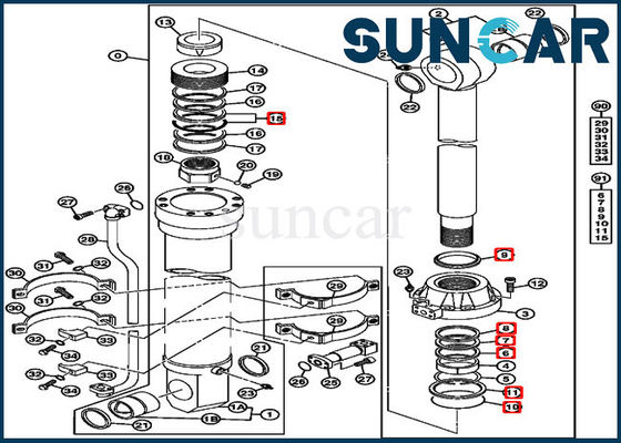 Serviço Kit Cylinder Seal Kit Fits 850DLC 870GLC Deere da substituição de 4653863 cubetas