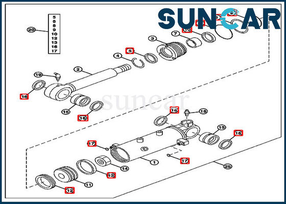 Substituição de 4652458 lâminas que sela a máquina escavadora Cylinder Seal Kits de Kit John Deere 27D