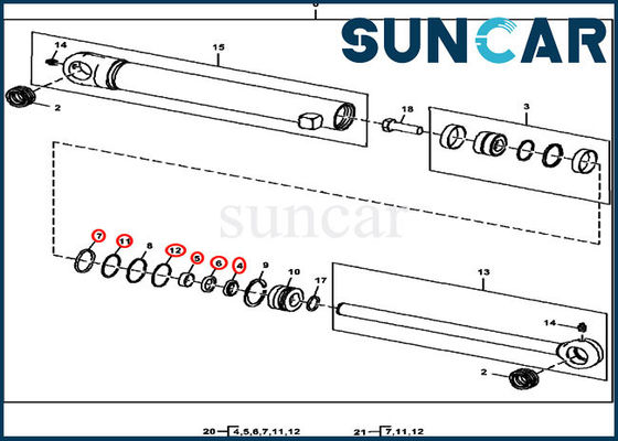 Selo Kit Fits 35D 17D JOHN DEERE do cilindro da braçadeira da cubeta do jogo AH158827 do cilindro hidráulico