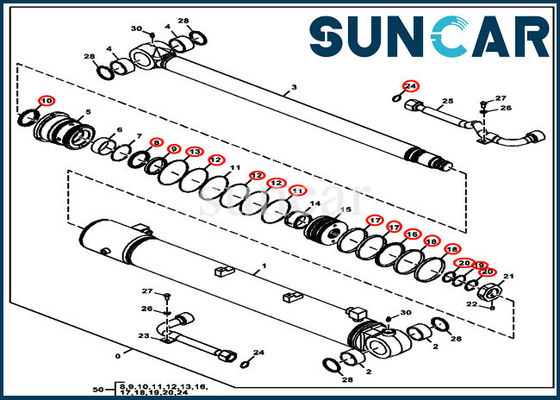 Os jogos do selo de FYD00006229 Deere crescem serviço Kit For Excavator 75G da substituição do cilindro