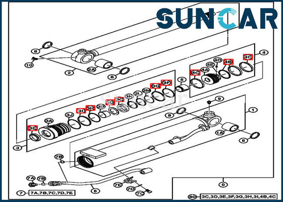 selo Kit Fits do reparo do crescimento de 17D JOHN DEERE 4667615 35 milímetros Rod cilindro do furo de 60 milímetros