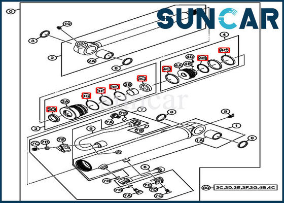 Jogo 17D John Deere Hydraulic Replacement Kits do selo do cilindro de 4667454 cubetas