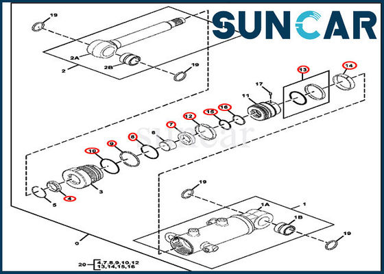 Selo Kit Fits For 17D John Deere Excavator Parts da substituição do cilindro de lâmina FYD00003886