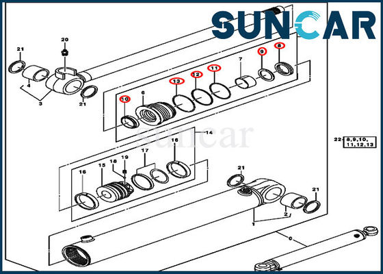 0843808 máquina escavadora Boom Swing Service Kit Hydraulic Cylinder Seal Kit para John Deere 50C