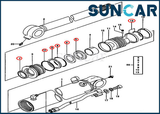 Selo Kit Excavator Model 50C 50ZTS John Deere Repair Kits do cilindro de 0844705 cubetas