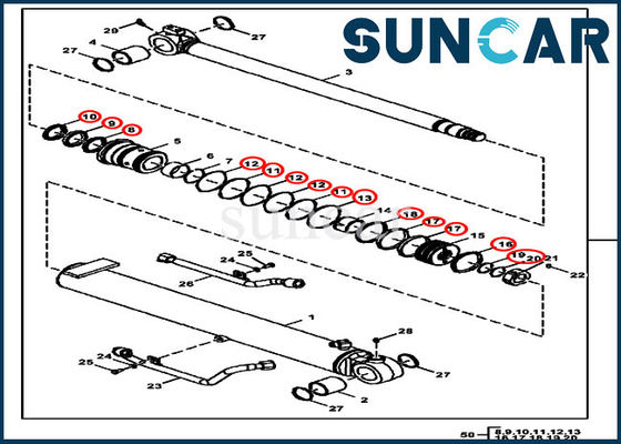 Crescimento hidráulico do jogo FYD00000071 do selo do cilindro que sela Kit Fits 50D 50G John Deere