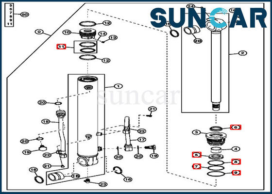 4614069 peças da selagem mecânica de Kit Cylinder Service Kit ISO9001 Deere do selo da cubeta
