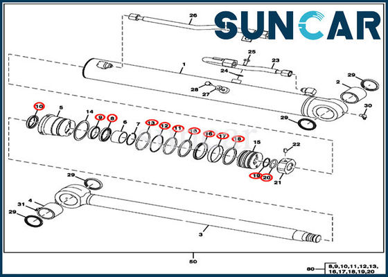 jogos do selo da substituição do cilindro da cubeta dos jogos FYD00000073 de 50D 50G JOHN DEERE