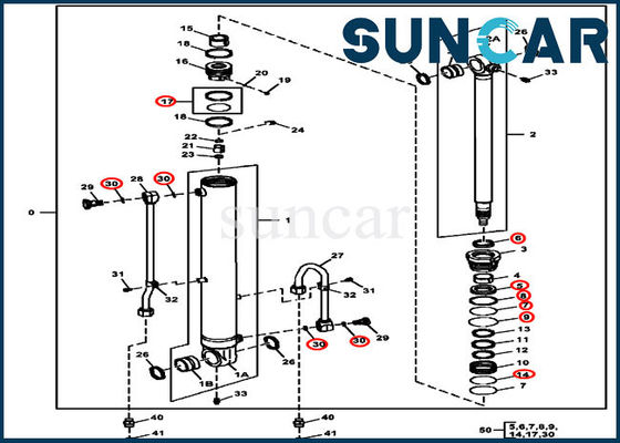 O reparo Kit Cylinder Oil Seal Kits do selo de 4687560 braços cabe a máquina escavadora Models 60D John Deere