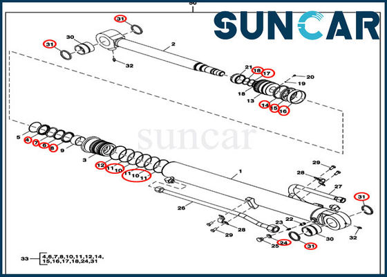 Selo Kit Replacement Service Kit For John Deere 60D 60G do cilindro do braço FYD00000086