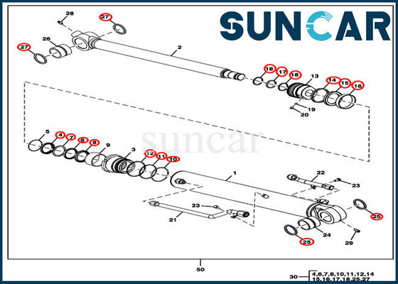 Selo Kit Fits 60D 60G John Deere do cilindro da substituição da cubeta FYD00000087