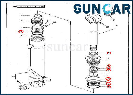 Selo Kit Replacement Service Kit For John Deere Excavator 70D do cilindro de 4217003 braços