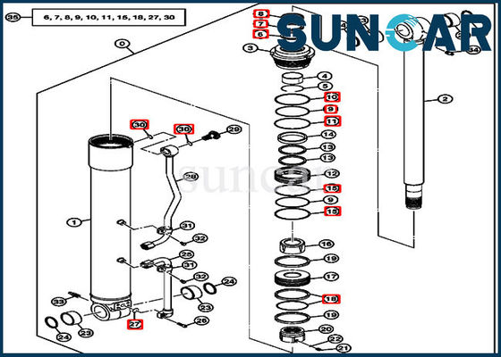 Reparo Kit Cylinder Service Kit Fits 75C 80C John Deere Components do selo de 4464984 crescimentos