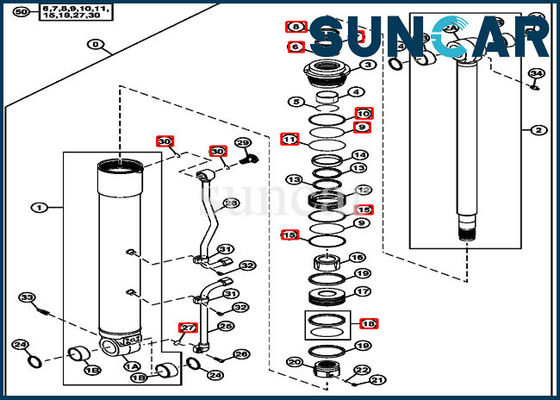 Reparo Kit Boom Replacement Kits Fits John Deere 75D 85D do selo de 4663491 cilindros