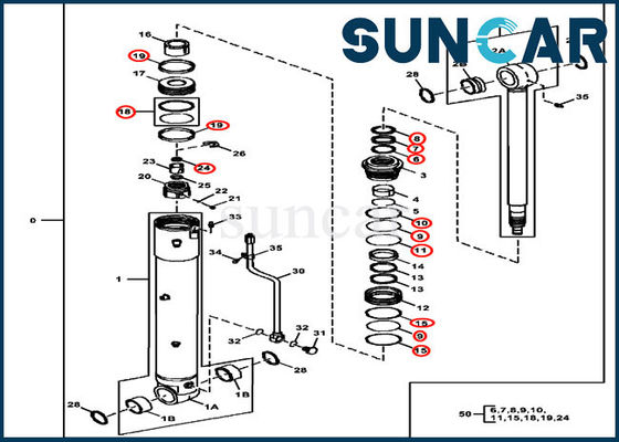 Reparo do cilindro de 4696459 balanços que sela jogos hidráulicos do selo do óleo do CYL de Kit Deere 85D 85G