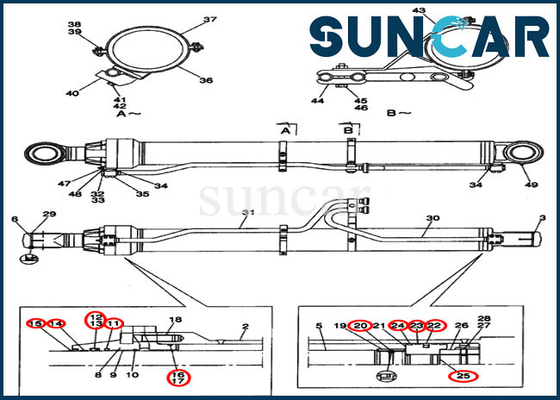 Selo da maquinaria do exemplo CX800 de Kit Hydraulic Rebuild Kit Fits do selo do cilindro do crescimento LZ00312