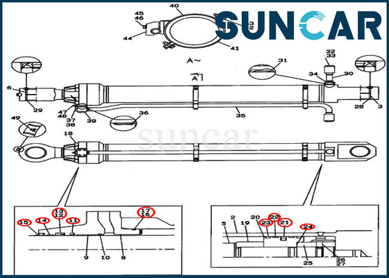 Jogo de Hydraulic Arm Sealing da máquina escavadora da caixa do jogo CX800 do serviço do cilindro da cubeta LZ00313